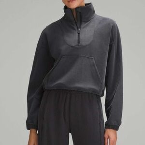 ❤️ Lululemon Brushed Softstreme Ribbed Half Zip Size 6 Black